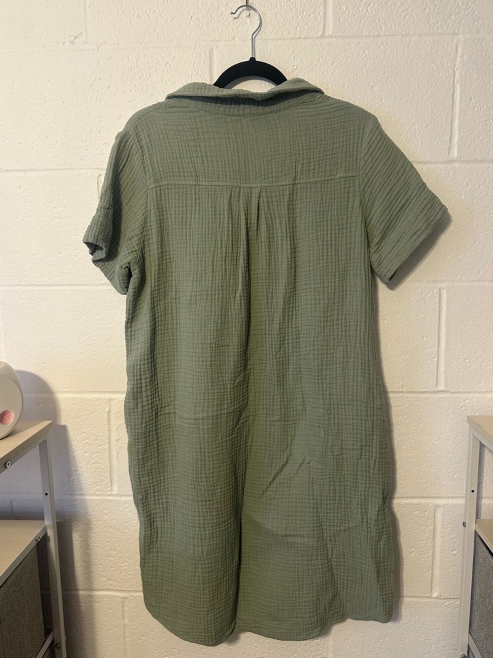 Mint Green Textured Gauze Casual Dress - Picture 5 of 6